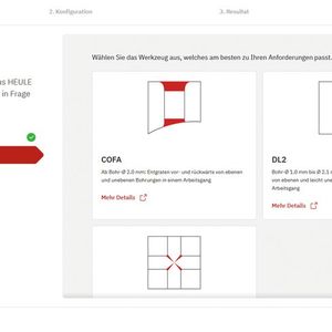 Ansicht des «Tool Selectors» mit Auswahl der Entgratlösung, die optimal zu den Anforderungen des Anwenders passt.(Bild:  Heule)