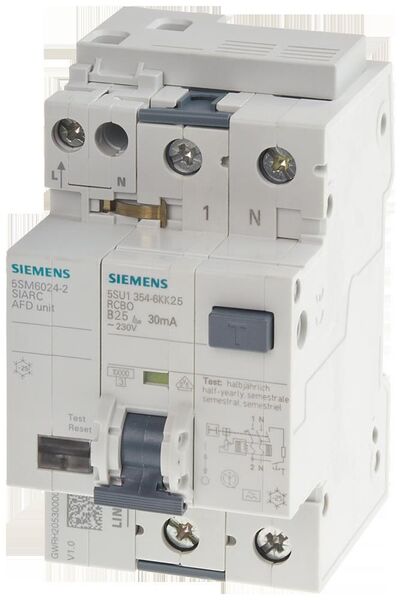 Brandschutzschalter mit FI/LS-Kombination (Siemens)