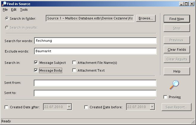 Die Suchfunktion der Ontrack PowerControls ist sehr umfangreich gestaltet. (Archiv: Vogel Business Media)