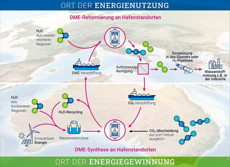 Wasserstoffkreislauf mit Dimethylether (DME)