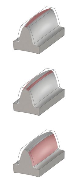 Ein Qualitätsmerkmal der neuen GH-Wellenkupplungen ist die vollständig ballig ausgeführte Verzahnung. Von oben nach unten: Abgerundete Zahnköpfe, angefaste Zahnflanken, ballige Zahnflanken.  (Bild: Ringspann)