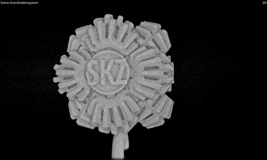 Am SKZ will man wissen, wie sich diverse Strahlmittel auf die Oberflächenqualität von 3D-gedruckten Teilen auswirken. Dazu nutzt man eine S1-Strahlanlage von AM Solutions. Dieser Brain Gear hier wurde mit Polybeats bestrahlt und zeigt ein schöne, homogene Oberfläche.(Bild:  SKZ)