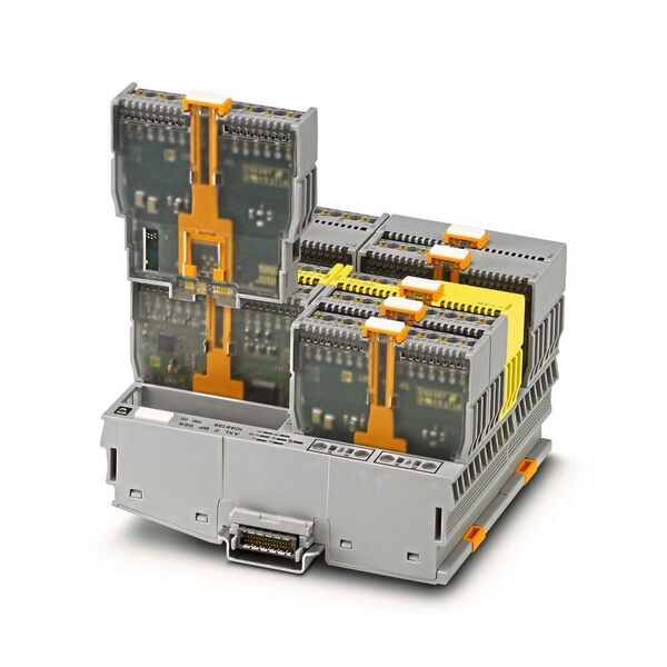 Axioline-F-Backplanes mit gesteckten Axioline Smart Elements. (Phoenix Contact)