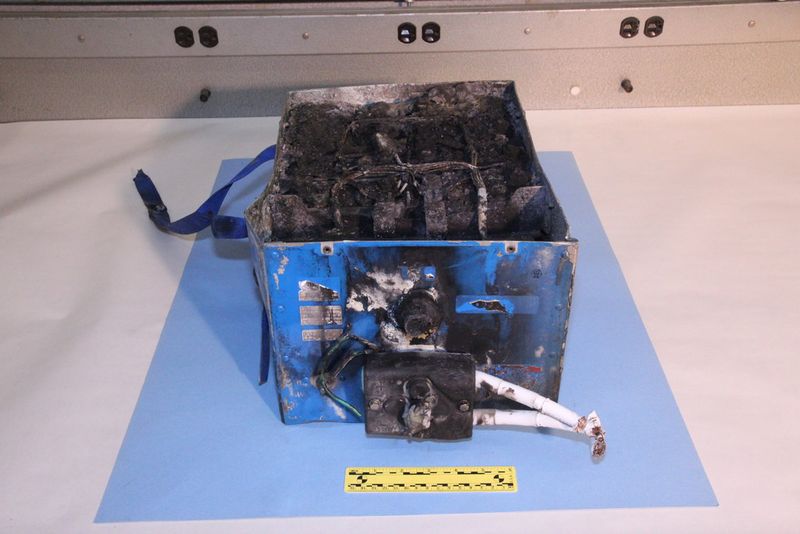 Das Akku-Pack ist etwa doppelt so groß wie eine herkömmliche Autobatterie und wiegt etwa 30 Kilogramm (Bild: NTSB)
