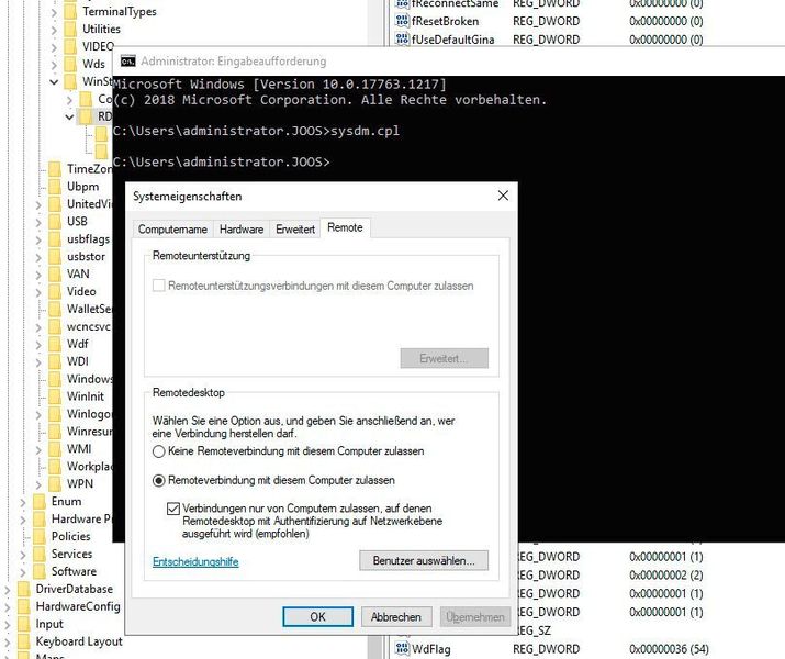 RDP-Einstellungen auf Windows-Servern. (Joos)