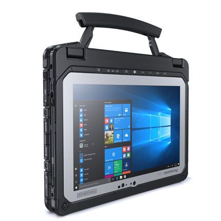  Das Toughbook CF-20 lässt sich dank des integrierten Griffs sicher tragen. (Panasonic)