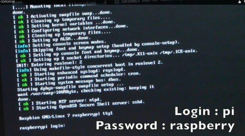 Odroid W in Aktion: Login (Bild: hardkernel.com)
