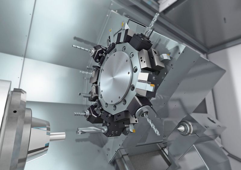 Sternrevolver mit linearer Y-Achse der neu entwickelten Universladrehmaschine Index B400. (Index)