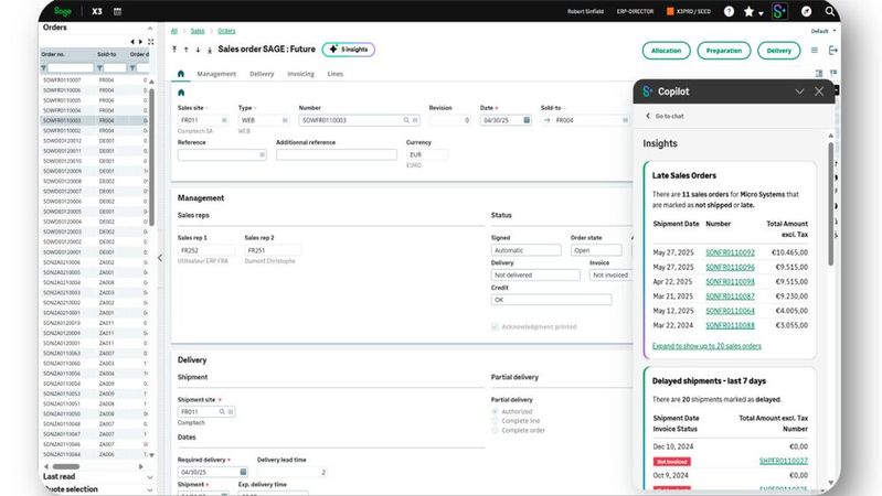 Das Sage-ERP-System inkludiert nun auch KI-Agenten, die für verbesserte Einblicke in Echtzeit sorgen sollen. (Bild:  Sage GmbH)