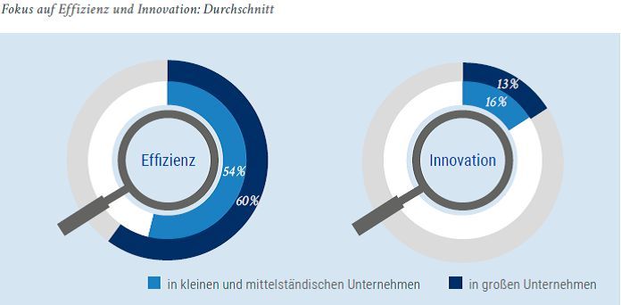Wo liegt der Fokus in den Unternehmen? Durchschnittswerte für Effizienz und Innovation. (Bild: Stepstone/Kienbaum)