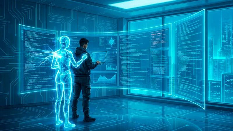 Um die wachsenden Angriffsflächen effizienter zu überwachen, testet die Deutsche Telekom die Integration moderner KI-Modelle in Security-Prüfverfahren, um die Reichweite bestehender Sicherheitsprozesse zu erhöhen.(Bild:  Gemini / KI-generiert)