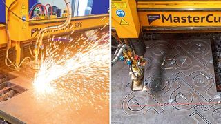 Flexibel: Dicke Bleche schneidet die CNC-Schneidmaschine mit dem integrierten
Autogenbrenner.  (Bild: Microstep)