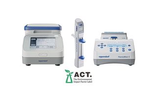 Neu mit dem ACT-Label für Nachhaltigkeit ausgezeichnet: der Mastercycler X40, die Mehrfachdispenser Multipette M4 und der Thermo Mixer C. (Bild: Eppendorf)