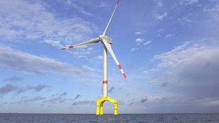 Offshore-Windkraftanlage im Windpark „BARD Offshore 1“: Die Anlagen haben eine Gesamthöhe von etwa 152 m und einen Rotordurchmesser von 122 m. Bild: BARD-Gruppe (Archiv: Vogel Business Media)
