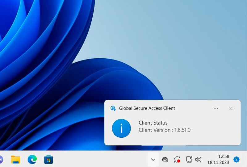 Erfolgreich installierter Client für Global Secure Access. (Bild: Joos - Microsoft)