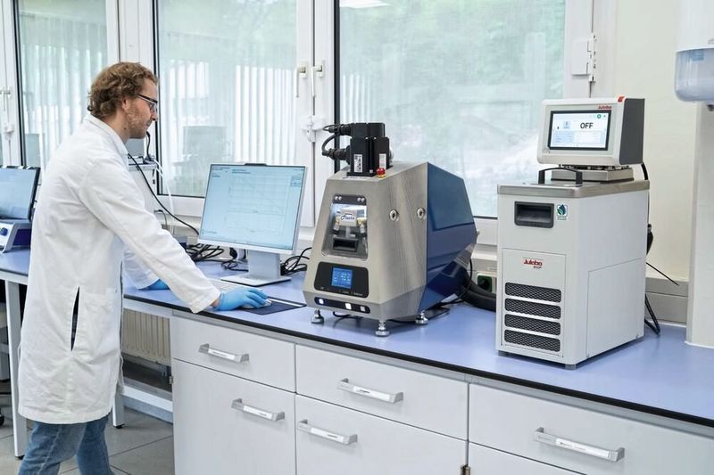 Abb.3: Für die Temperierung mit dem E-Lub Tester gewährleisten die Thermostate aus der MAGIO-Serie einen schnellen Wärmeaustrag für eine stabile Prüfumgebung. (Bild: JULABO GmbH)