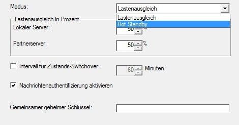 Abbildung 8: Zusätzlich besteht die Möglichkeit einen Lastenausgleich zu konfigurieren. In diesem Fall können beide DHCP-Server IP-Adressen verteilen. Die Verteilung der Last lässt sich konfigurieren. Diese Option ist standardmäßig ausgewählt. Alternativ wird der zweite DHCP-Server als Hot Standby konfiguriert. (Joos)