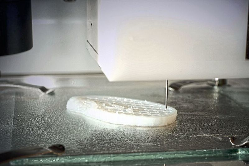 Mit dem Bioplotter lässt sich das zähflüssige Nanocellulose-Hydrogel zu komplexen Formen ausdrucken.  (Empa)