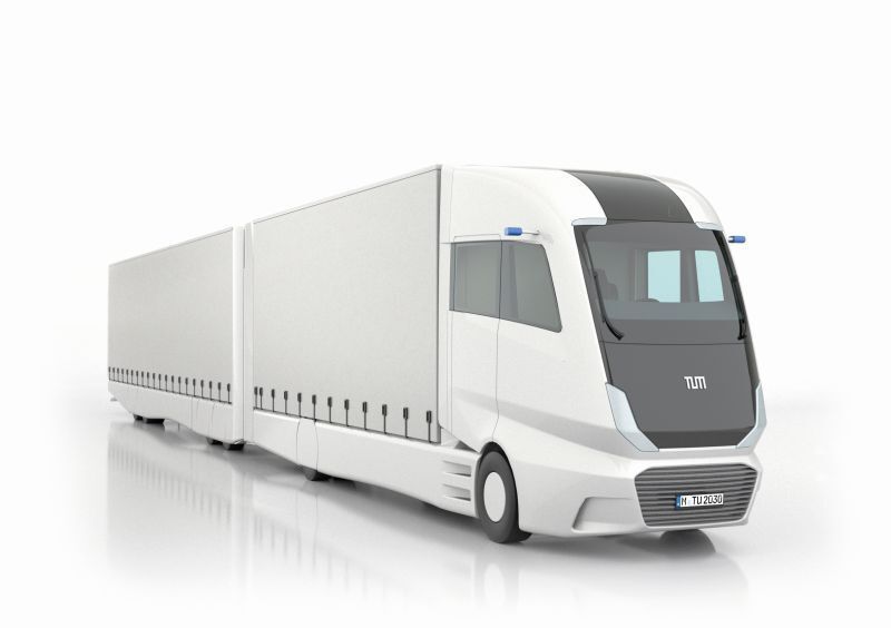 Wissenschaftler der TUM haben im Projekt „Truck2030“ ein Konzept für den Lkw der Zukunft erarbeitet.  (Lehrstuhl für Industrial Design/TUM)