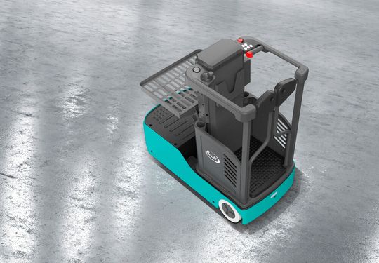 Kommt relativ unscheinbar daher – dabei lässt sich damit in bis zu 5 Metern Höhe kommissionieren. Und auch als Arbeitsbühne ist der KBO 01L von Baoli nutzbar.(Bild:  Baoli)