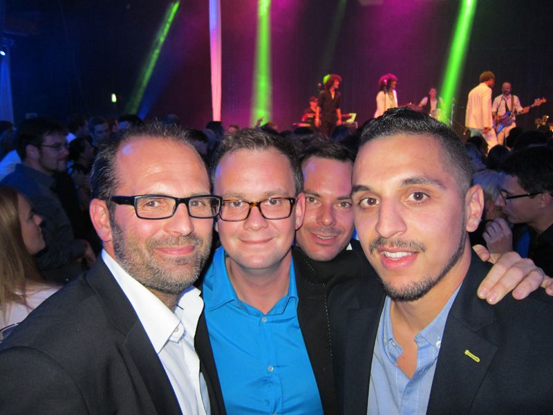 (v. l.) Frank Markert, Jens Greeb, MSI, mit Dominic Schweitzer, PNY, und Alexander Scholz, Ingram Micro       (IT-BUSINESS)