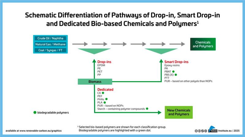 Schematische Differenzierung der Pfade von Drop-in  (Bild: Nova-Institut)