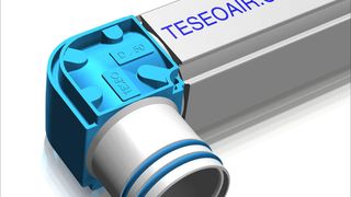 Eine verbesserte Version des patentierten HBS-Rohrleitungssystems für die Verteilung von Druckluft ist bei Teseo zu sehen. Im Vergleich zu verzinkten Rohren versprechen die extrudierten Aluminiumprofile spürbare Energieeinsparungen. Bild: Teseo (Archiv: Vogel Business Media)