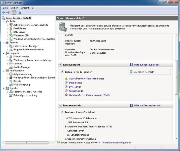 Abbildung 8: Server Manager auf dem Windows 7SP1-Computer. Leider funktioniert dies nicht mit älteren Windows Server Betriebssystemen vor Windows Server 2008R2. (Archiv: Vogel Business Media)