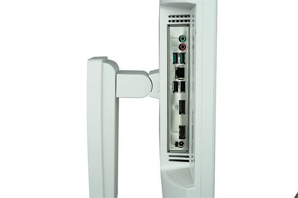 Auf der Unterseite des Terra 2710HA wh Greenline gibt es ein GbE-, ein HDMI- und ein DisplayPort.    (Bild: Wortmann)