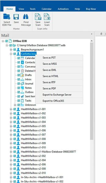 Mit Stellar Repair for Exchange können auch Daten aus Postfächern über die Exchange-Datenbank exportiert werden. Ein Export ist auch zu Microsoft 365/Office 365 möglich. (Joos / Stellar)