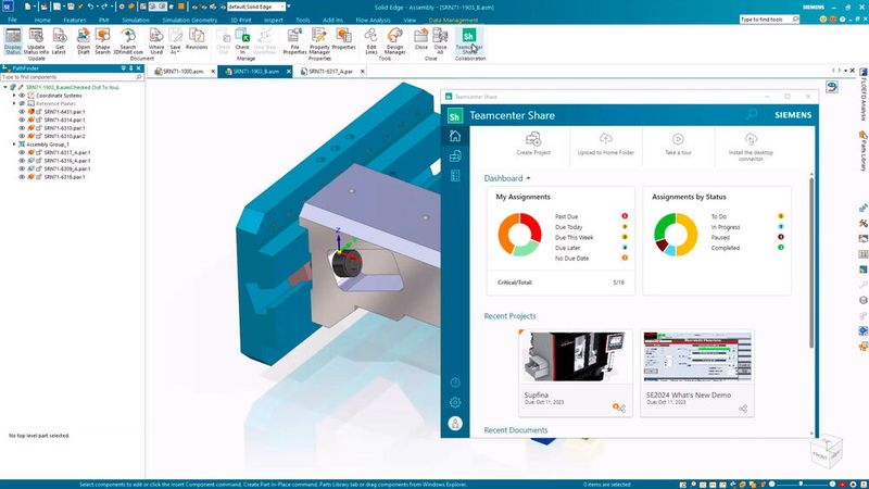 Die umfassenden Kollaborationsfunktionen von Teamcenter Share sind jetzt auch in Solid Edge verfügbar und ermöglichen einen optimierten Workflow für die Zusammenarbeit.  (Bild: Siemens)