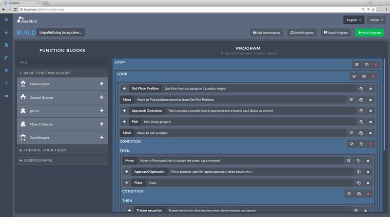 drag&bot ist durch verschiedene Module erweiterbar. Diese bieten zusätzliche Funktionalitäten. Das Modul Force ermöglicht die Automatisierung anspruchsvoller Montagearbeiten mithilfe Kombination mit einem Kraftsensor. Dsa Modul Object Localization hilft dabei, die Lage von Objekten im Arbeitsbereich mithilfe einer Kamera und Computer Vision-Algorithmen (OpenCV) zu bestimmen.  (Bild: drag&bot )