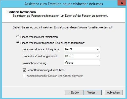 Datenpartitionen können Sie in Windows Server 2012 mit dem neuen ReFS-Dateisystem formatieren. Dieses unterstützt größere Datenträger und ist kompatibel zu Daten oder NTFS-Anwendungen. Das Dateisystem geht wesentlich weniger kaputt und benötigt keine komplizierte Verwaltung. (Archiv: Vogel Business Media)