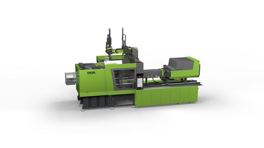 Die vollelektrische Engel-„e-mac 220“ verarbeitet auf der K 2025 100 Prozent „Post Consumer Rezyklat“ (PCR) vollautomatisiert, materialeffienzt, sparsam und präzise geschäumt auf minimalem Raum ...(Bild:  Engel)