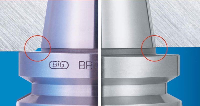 Mit dem speziellen Big-Plus-System (links) verringert sich der Abstand zwischen Werkzeugflansch und Maschinenspindel bis zur Plananlage. Das erhöht zusätzlich die Radialsteifigkeit und die Präzision. Bilder: Schunk (Archiv: Vogel Business Media)