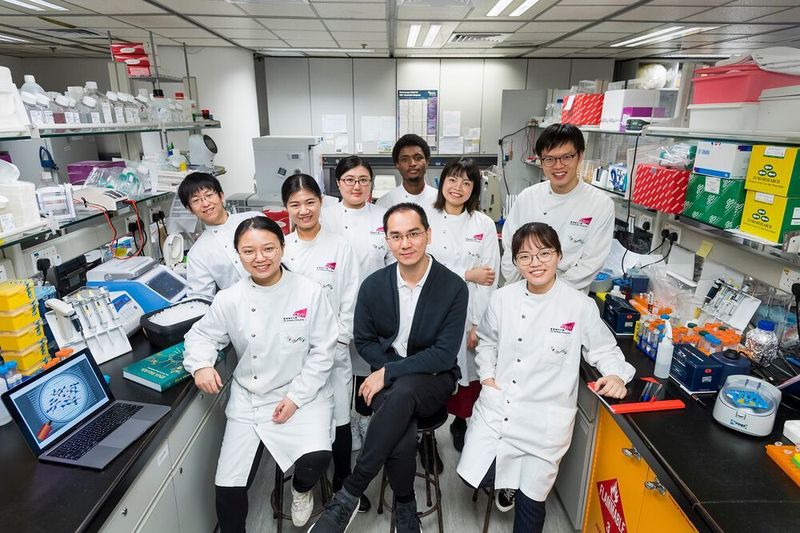 Dr. Kwok Chun-kit, from City University of Hong Kong (middle in the front row), and his research team. Dr Umar Mubarak Ishaq (third from right in the back row) and Chan Chun-Yin (first from right in the back row) are the first authors of the paper.  (City University of Hong Kong)