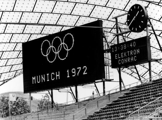 Zu den Olypmpischen Spielen 1972 in München lieferte Elektron eine Voll-Matrix-Anzeigetafel. (Data Modul)