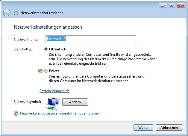 Bild 2: Der Netzwerkstandort der aktuellen Netzwerkverbindung kann unter Windows Vista jederzeit geändert werden. (Archiv: Vogel Business Media)