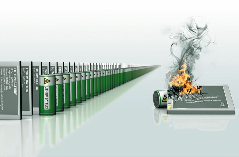 Erhöhte Temperaturen, mechanische Beschädigung sowie elektrische Fehlbehandlung können bei Lithium-Ionen-Batterien zu Selbstentzündungen führen. (Bild: Wagner Group)