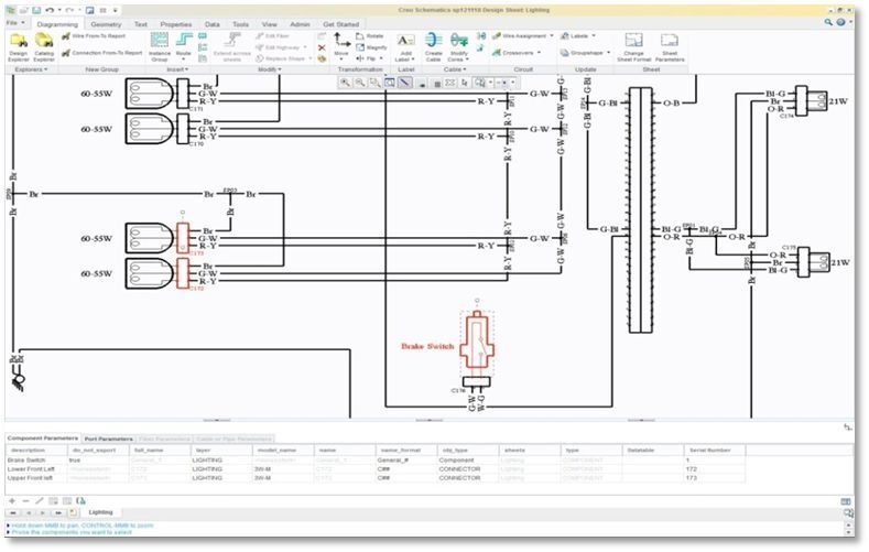 Creo Schematics für 2D-Systemdiagramme für die Rohrleitungs- und Kabeldesignplanung.  (Bild: PTC)
