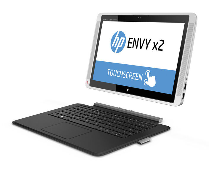 Die Bauform des HP Envy 13 x2 von HP erinnert an das Microsoft Surface Pro 3. Das Keyboard kann allerdings auch drahtlos mit dem Tablet kommunizieren. Optional gibt es auch einen Stift. (Bild: HP)