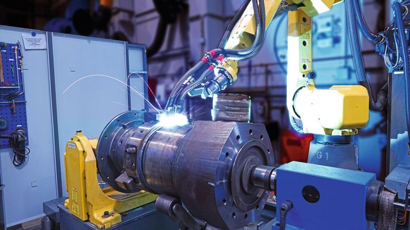 ...aber auch Zylinder mit größeren Abmessungen. Hier zu sehen beim Schweißprozess. (Bild: Hänchen)