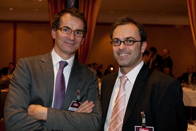 Andreas Bortoli von Celos (v.l.) mit Robert Böhl von A Eins (Archiv: Vogel Business Media)