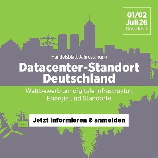 Die „Handelsblatt“-Tagung „Datacenter-Standort Deutschland Wettbewerb um digitale Infrastruktur, Energie und Standorte“ will Entscheiderinnen und Entscheider aus Immobilienwirtschaft und Investment, Energie- und Netzbetreibern sowie der öffentlichen Hand zusammenbringen. (Bild:  Handelsblatt Medie Group GmbH & Co. KG)