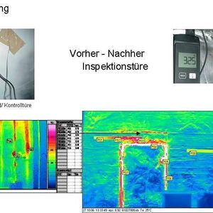 Aufnahme des Wärmeverlusts (rot) mittels thermografisches Verfahren.