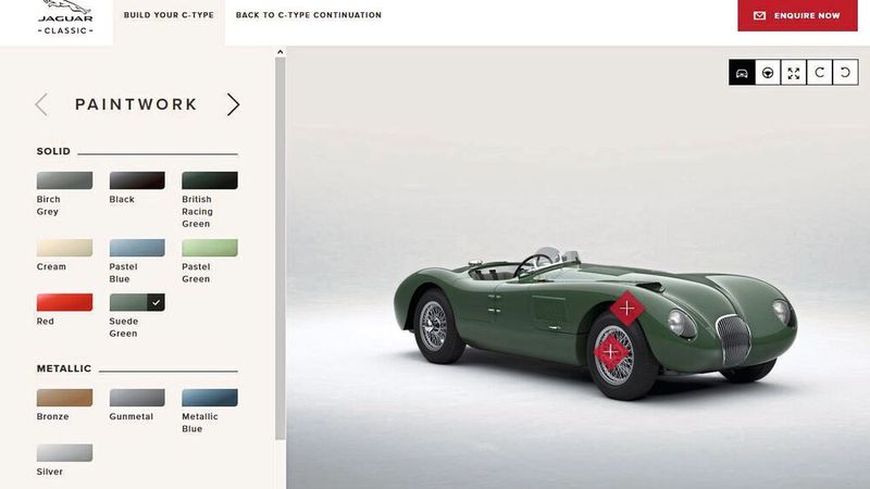 Obwohl gerade einmal acht Einheiten des neuen C-Type geplant sind, gibt es für den Rennwagen doch tatsächlich einen Online-Konfigurator. (Bild: JLR)