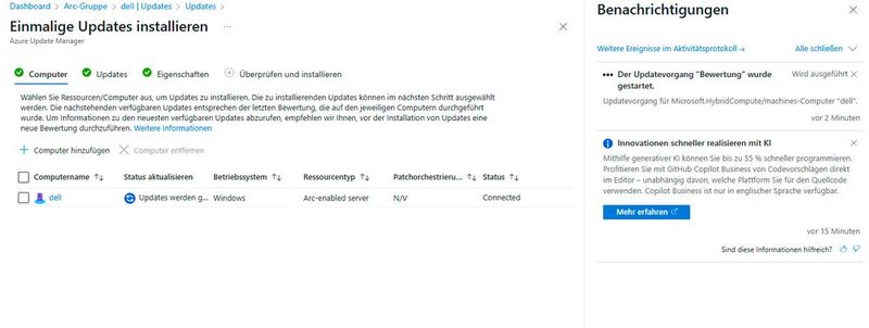 Installieren einzelner Updates über Azure Update Manager. (Bild: Joos)