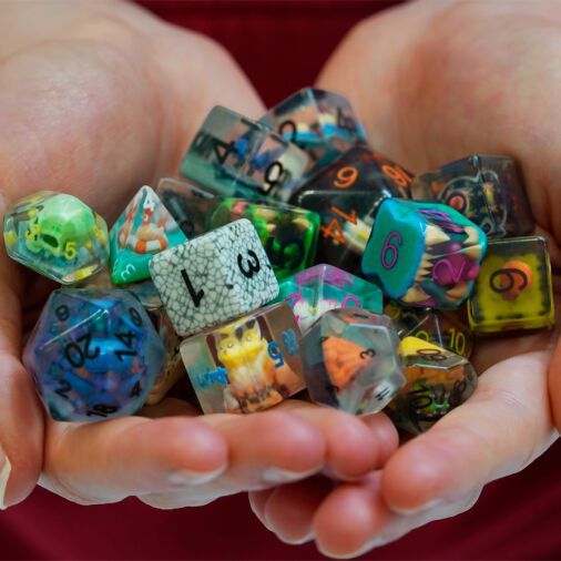 Embedded objects, 10 million colours, transparencies and custom numbers allow gamers to make individual or sets of die to complement their favourite games.