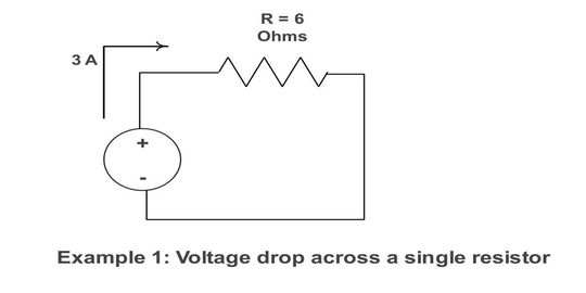 This image shows the voltage drop calculation across a single resistor.(Source:  Venus Kohli)