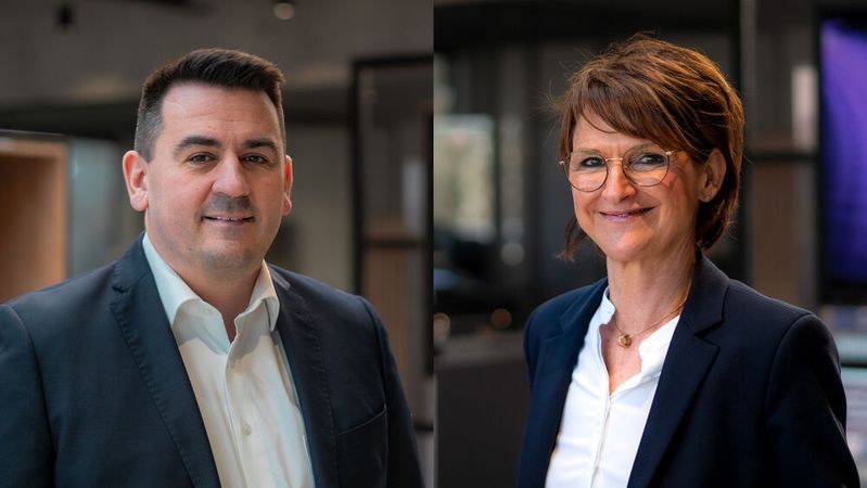 Grit Müller-Vorpahl und Ivko Todorovic bilden die neue Doppelspitze der Geschäftsführung der Hülpert Mobility Holding.(Bild:  Hülpert)